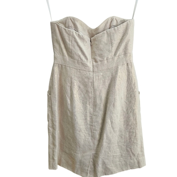 Shoshanna Strapless Linen Cocktail Dress Sz 6 - Picture 2 of 13